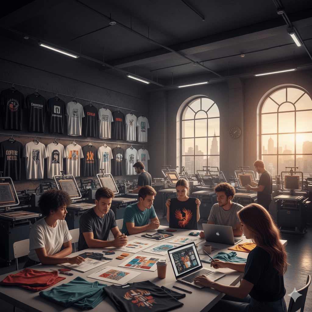 Koleksi kaos custom dengan berbagai desain kreatif dan modern